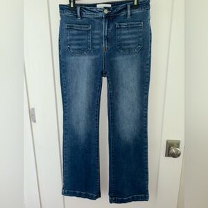 Risen Jeans patch high rise pocket straight leg ankle jeans 11/30 NWOT RDP5610